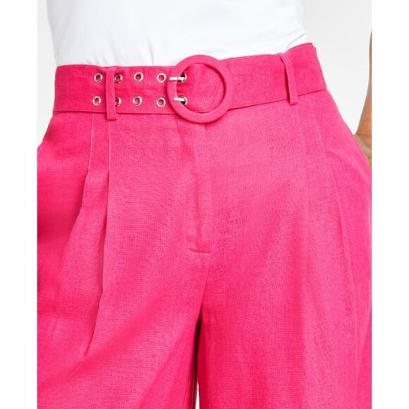 I.N.C. International Concepts Women's Hot Pink Linen Cropped Wide-Leg Pants NWT - Picture 2 of 7